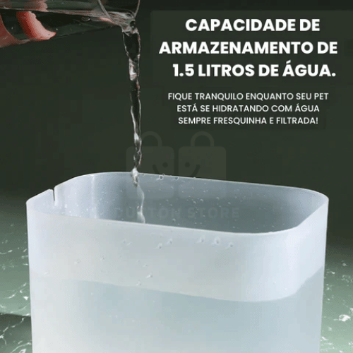 Bebedouro Automático para Gatos | Dispenser de 1,5 Litos + Filtragem