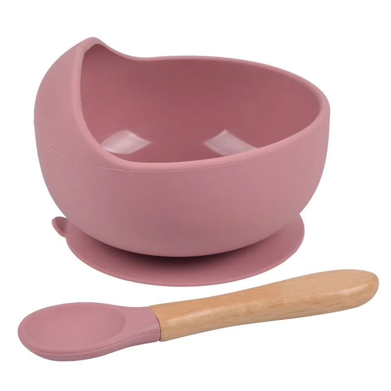 Conjunto de Tigela e Colher de Silicone para Alimentação Do Bebê