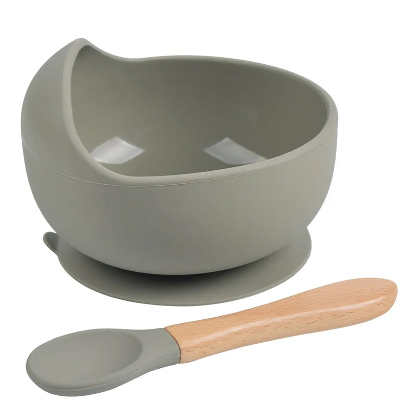 Conjunto de Tigela e Colher de Silicone para Alimentação Do Bebê