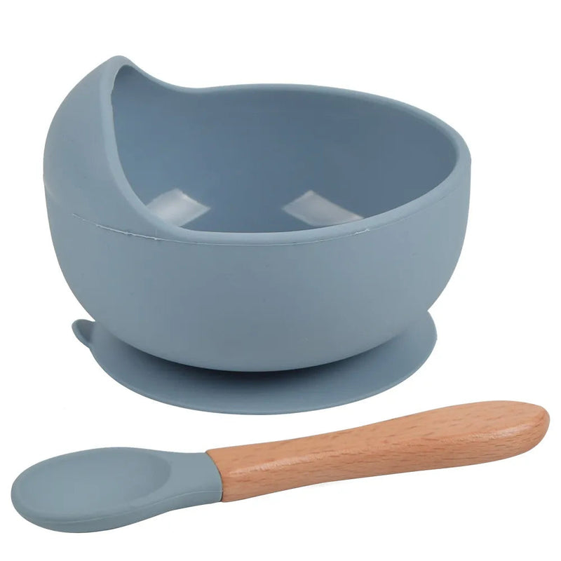 Conjunto de Tigela e Colher de Silicone para Alimentação Do Bebê