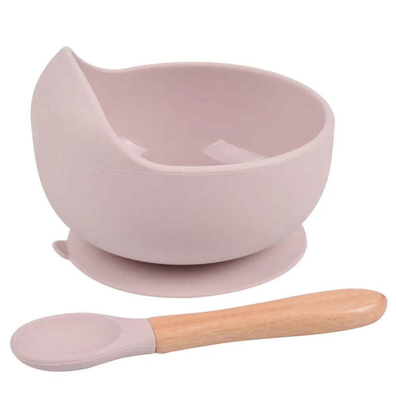 Conjunto de Tigela e Colher de Silicone para Alimentação Do Bebê