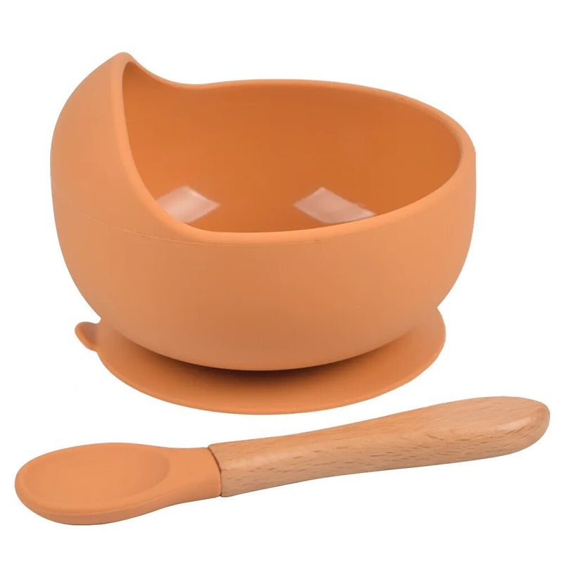 Conjunto de Tigela e Colher de Silicone para Alimentação Do Bebê