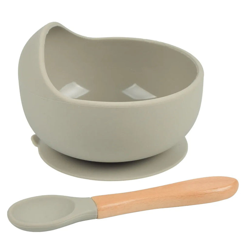 Conjunto de Tigela e Colher de Silicone para Alimentação Do Bebê