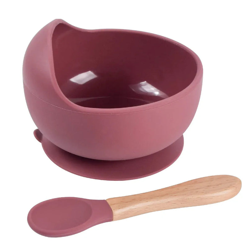 Conjunto de Tigela e Colher de Silicone para Alimentação Do Bebê