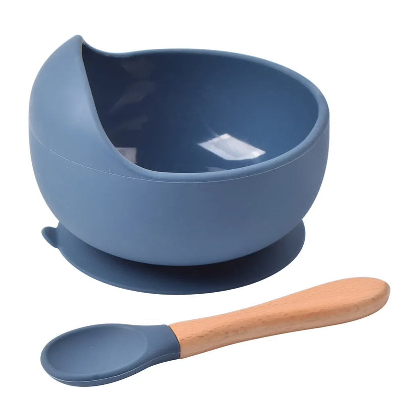 Conjunto de Tigela e Colher de Silicone para Alimentação Do Bebê