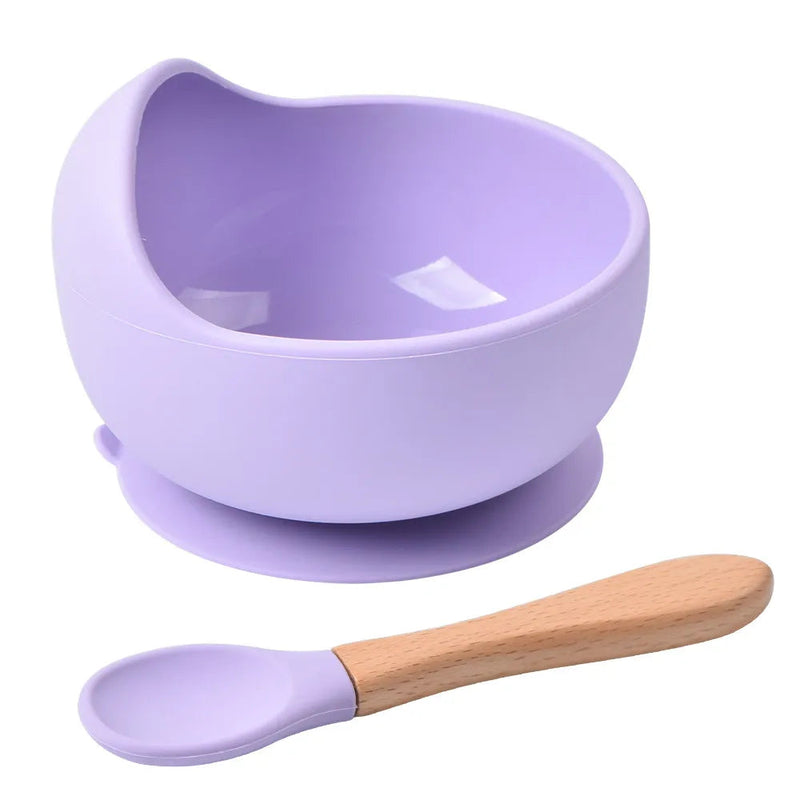 Conjunto de Tigela e Colher de Silicone para Alimentação Do Bebê