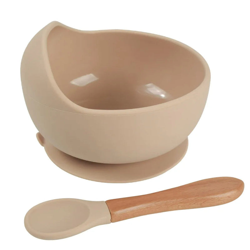 Conjunto de Tigela e Colher de Silicone para Alimentação Do Bebê