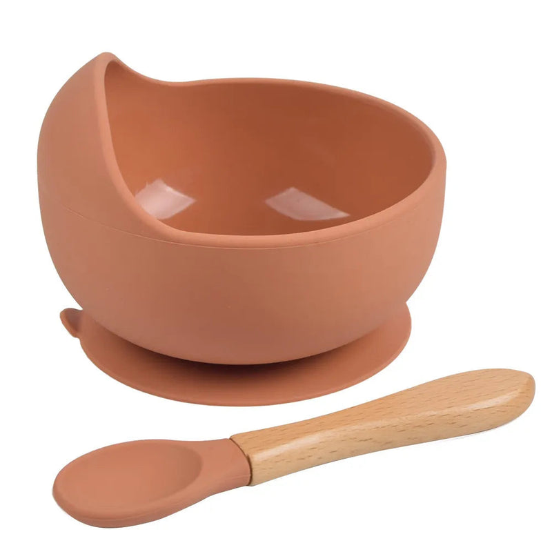 Conjunto de Tigela e Colher de Silicone para Alimentação Do Bebê