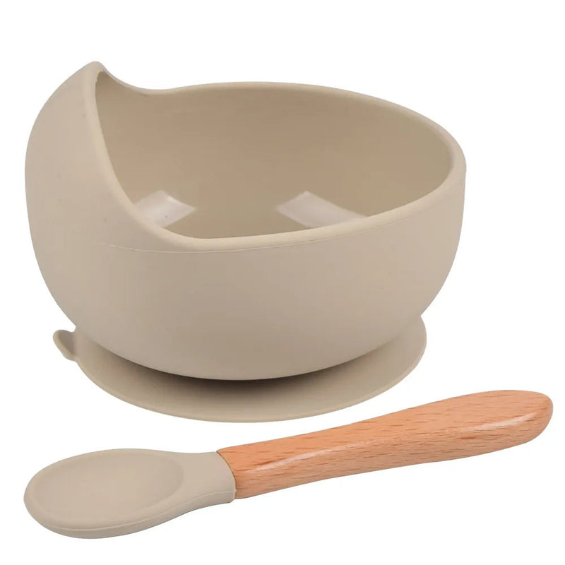 Conjunto de Tigela e Colher de Silicone para Alimentação Do Bebê