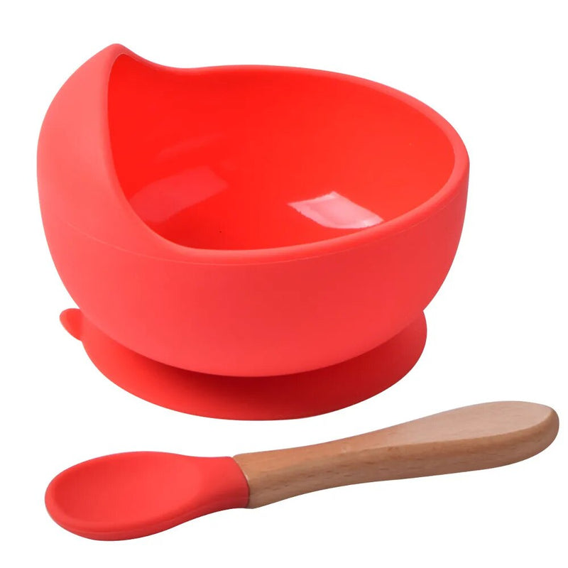 Conjunto de Tigela e Colher de Silicone para Alimentação Do Bebê