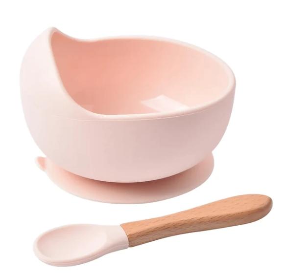 Conjunto de Tigela e Colher de Silicone para Alimentação Do Bebê