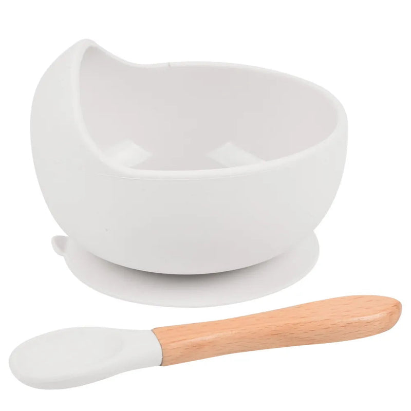 Conjunto de Tigela e Colher de Silicone para Alimentação Do Bebê